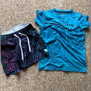 Zyia Boys swim Shorts size 10/11 (small fits like an 8/9) and shirt size 8/9